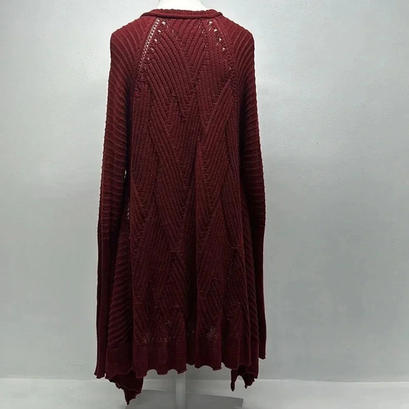Planet Tunic Sweater Top Knit Blouse Pure Cotton Asymmetrical Hem Red One Size - Picture 5 of 9